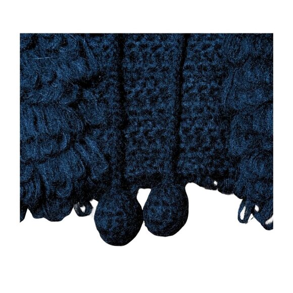 Black Shaggy Sweater Cardigan Ivy Jane Wool Blend Size XL Pom Pom Whimsigoth - Picture 9 of 10